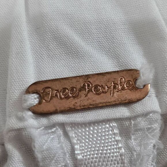 Free People Off Shoulder Top Women Size S White Bell Sleeve Tie Cuff Boho Chic - Picture 5 of 7